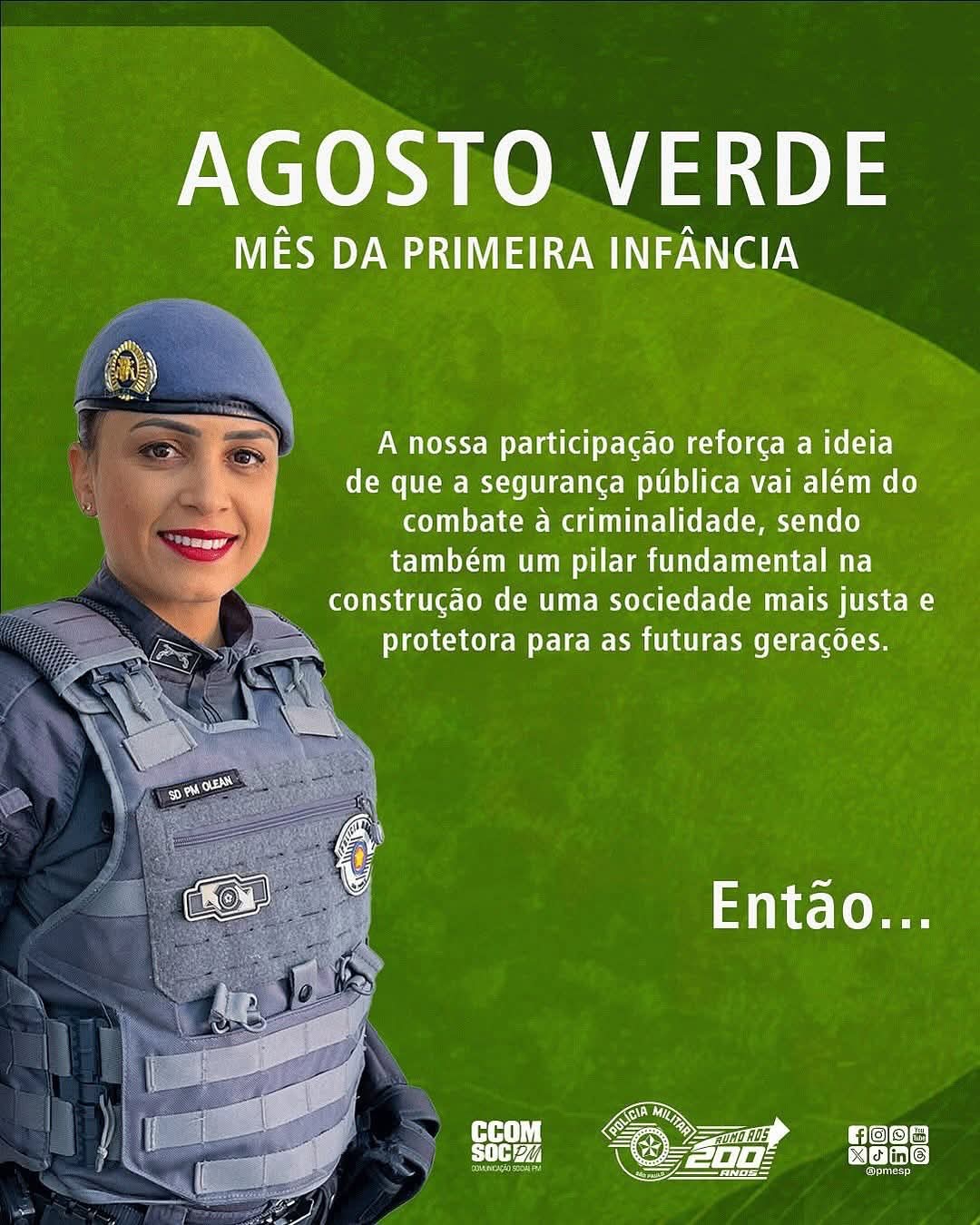Polícia Militar reforça importância do Agosto Verde, mês dedicado à Primeira Infância 💚