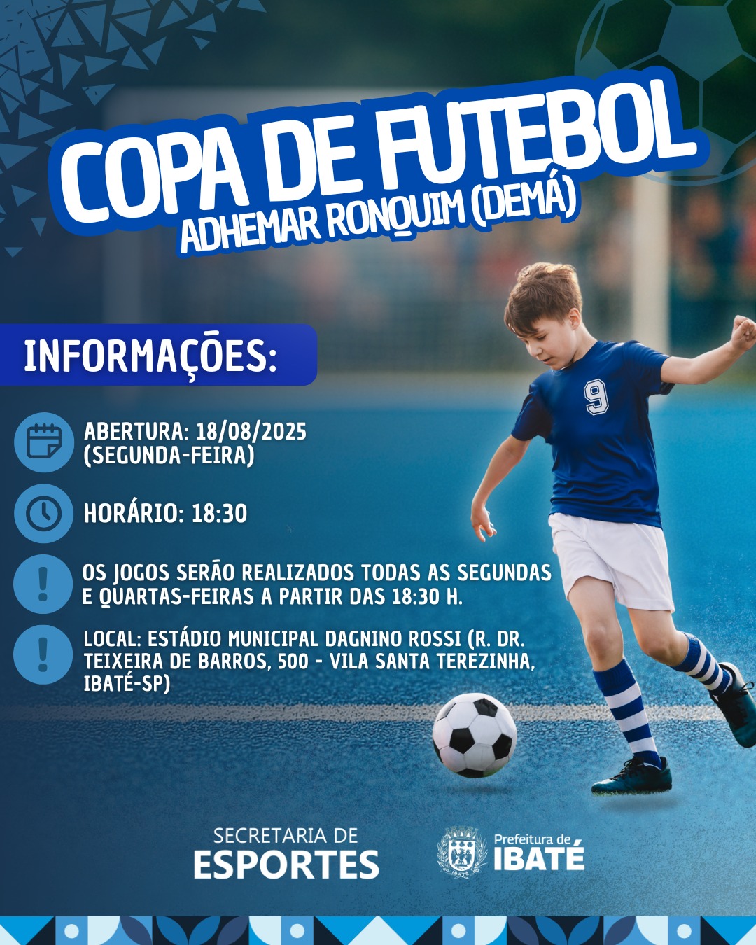 Ibaté dá início à Copa de Futebol Adhemar Ronquim (Demá) na próxima segunda-feira