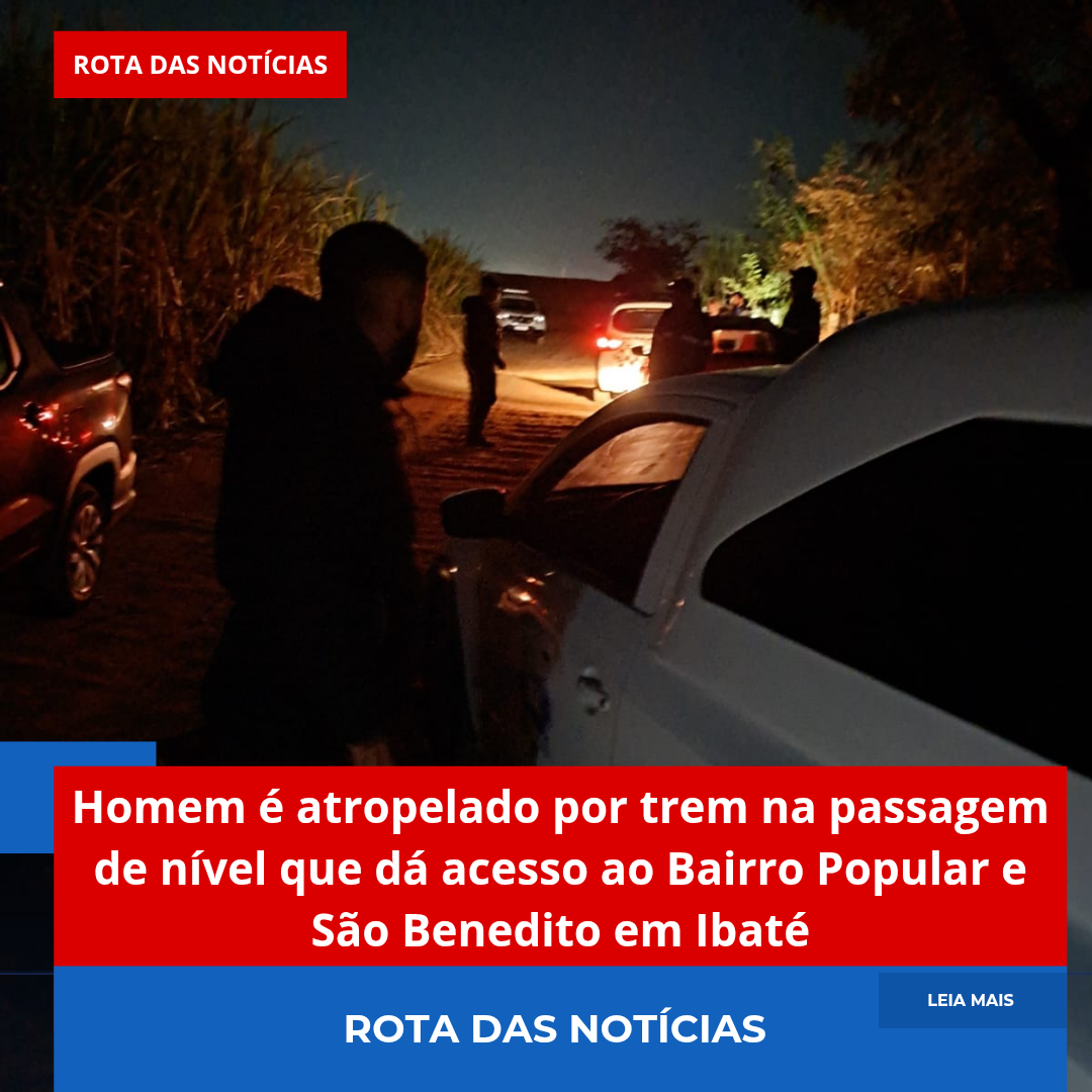Homem é atropelado por trem na passagem de nível que dá acesso ao Bairro Popular e São Benedito em Ibaté