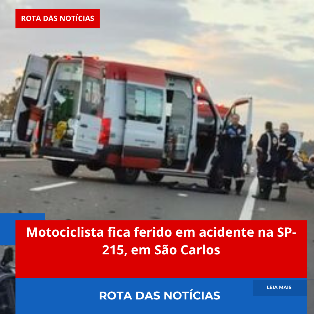 Motociclista fica ferido em acidente na SP-215, em São Carlos