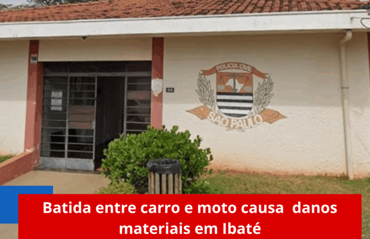 Batida entre carro e moto causa danos materiais em Ibaté