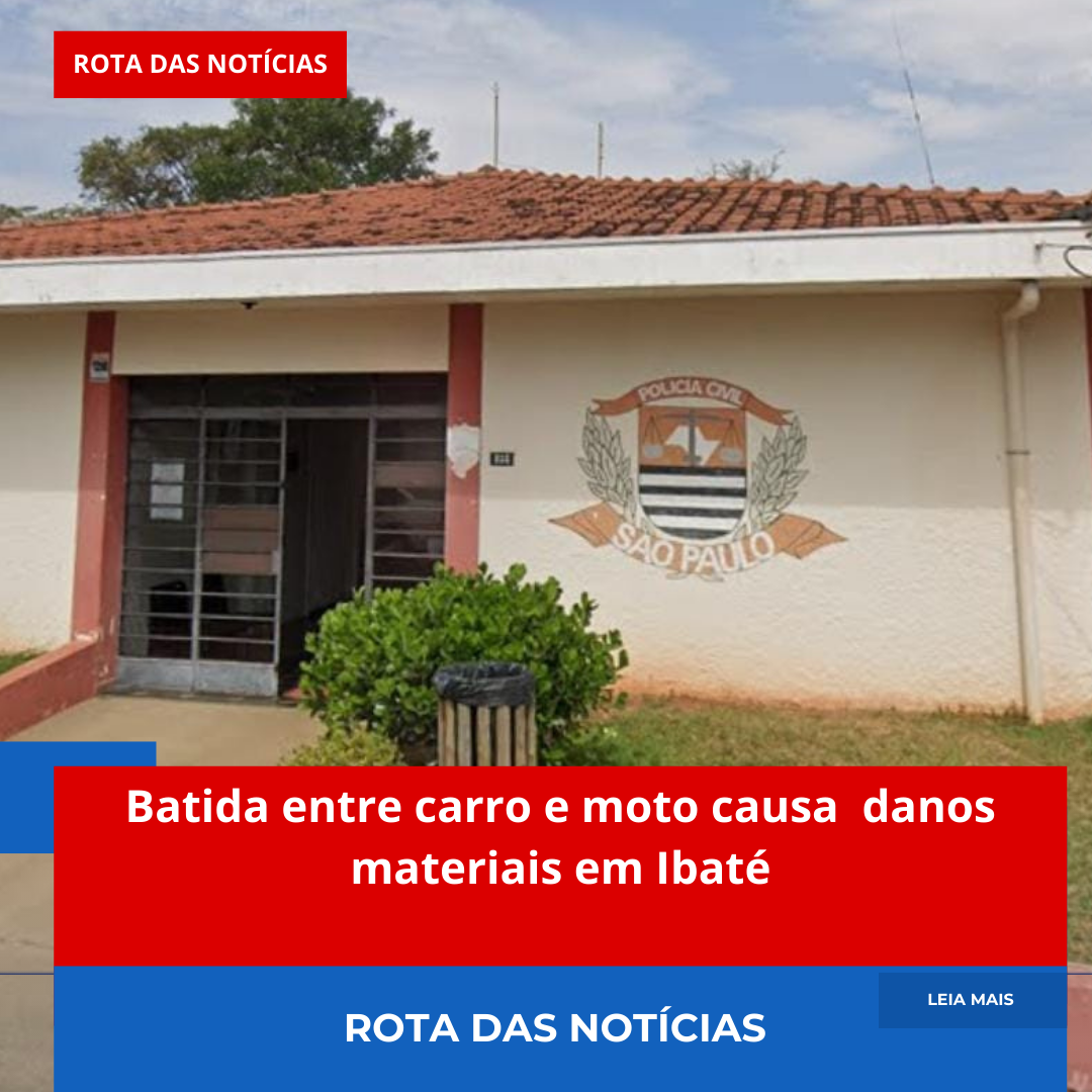 Batida entre carro e moto causa danos materiais em Ibaté