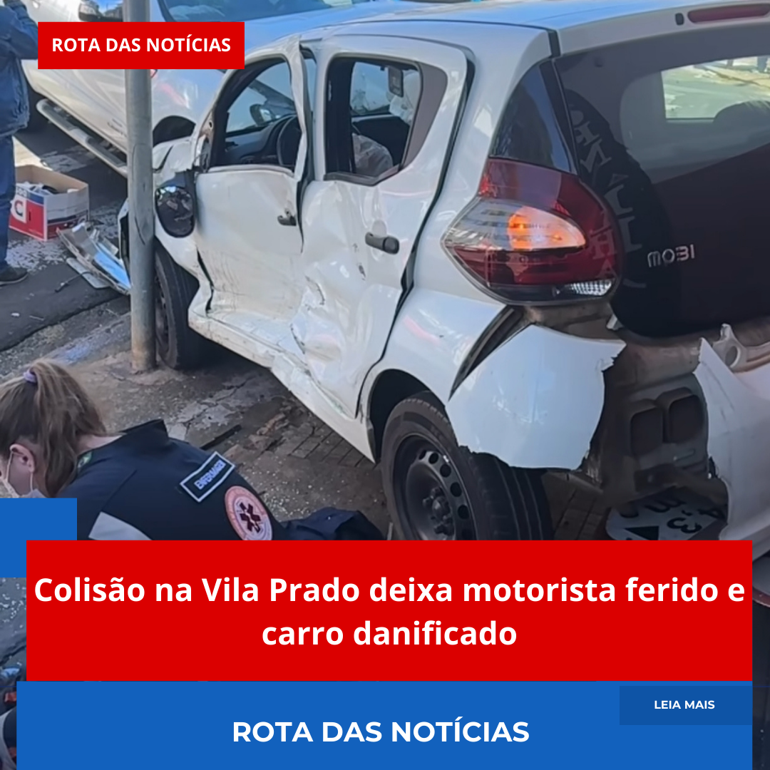 Colisão na Vila Prado deixa motorista ferido e carro danificado