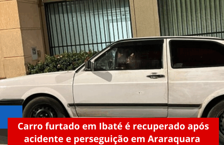Carro furtado em Ibaté é recuperado após acidente e perseguição em Araraquara