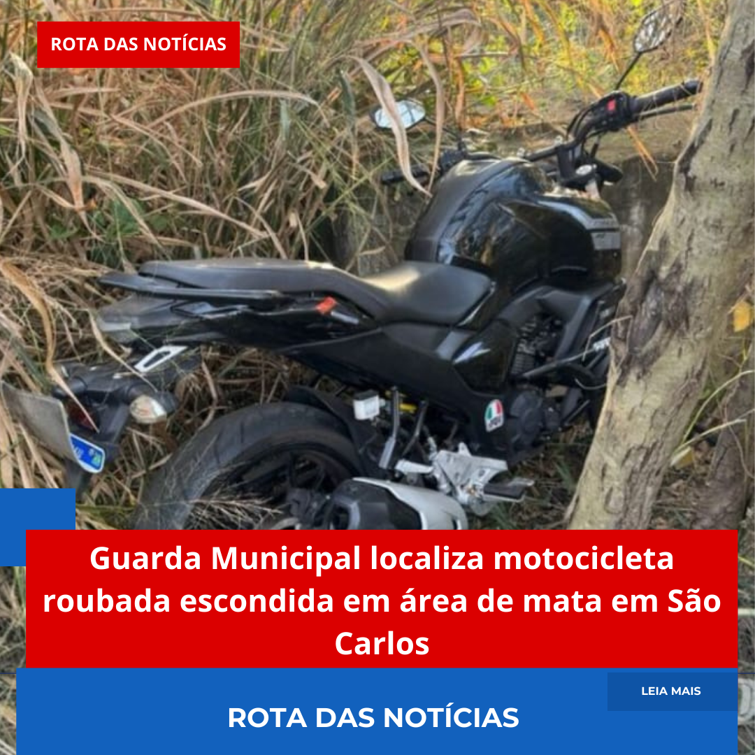 Guarda Municipal localiza motocicleta roubada escondida em área de mata em São Carlos