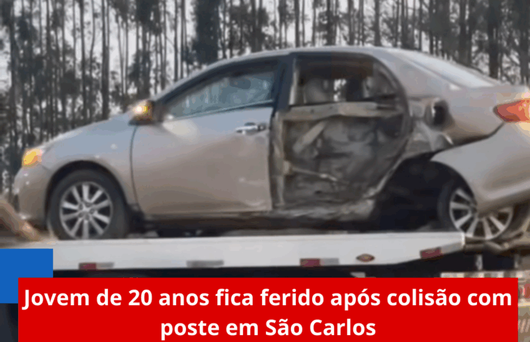 Jovem de 20 anos fica ferido após colisão com poste em São Carlos