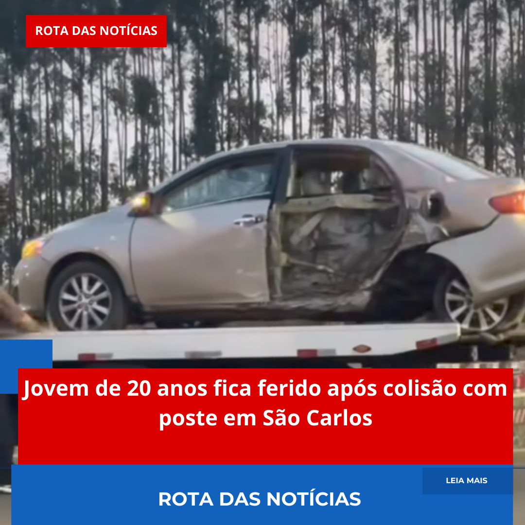 Jovem de 20 anos fica ferido após colisão com poste em São Carlos