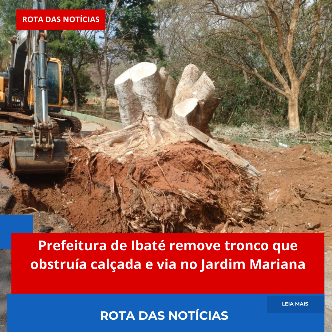Prefeitura de Ibaté remove tronco que obstruía calçada e via no Jardim Mariana