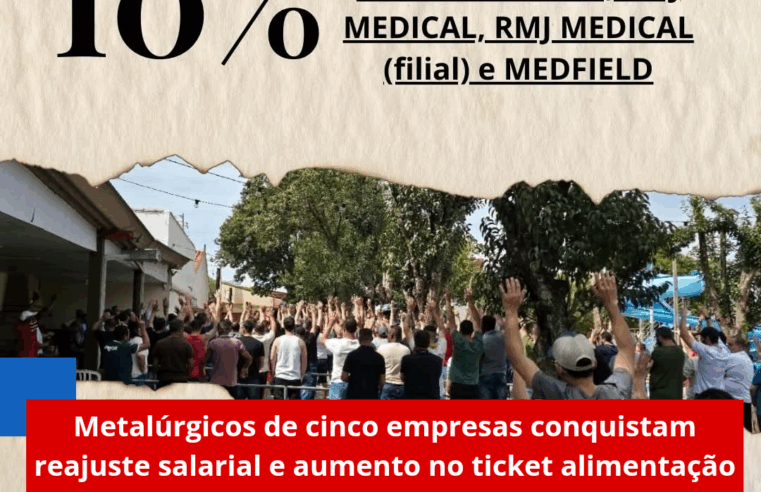 Metalúrgicos de cinco empresas conquistam reajuste salarial e aumento no ticket alimentação em acordo histórico
