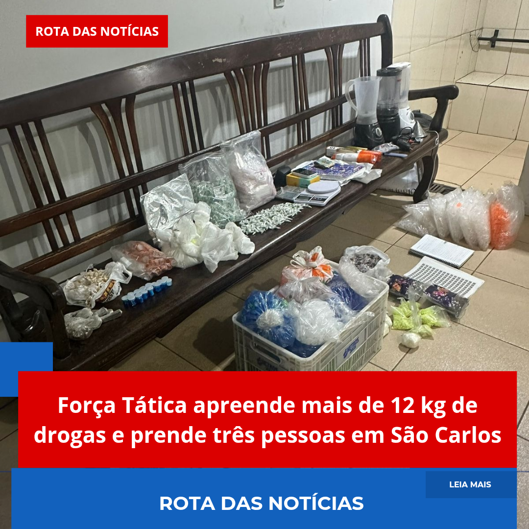 🚨 Força Tática apreende mais de 12 kg de drogas e prende três pessoas em São Carlos
