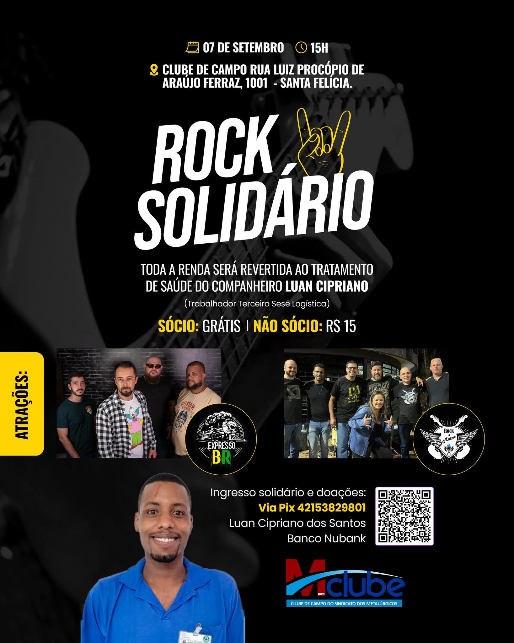 🎸 ROCK SOLIDÁRIO 🎸Feriado chegando ….Vem com a gente fazer parte de uma tarde especial de música, união e solidariedade!