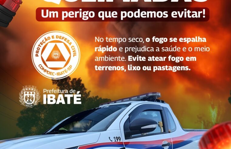Defesa Civil de Ibaté alerta para riscos de queimadas durante período de estiagem