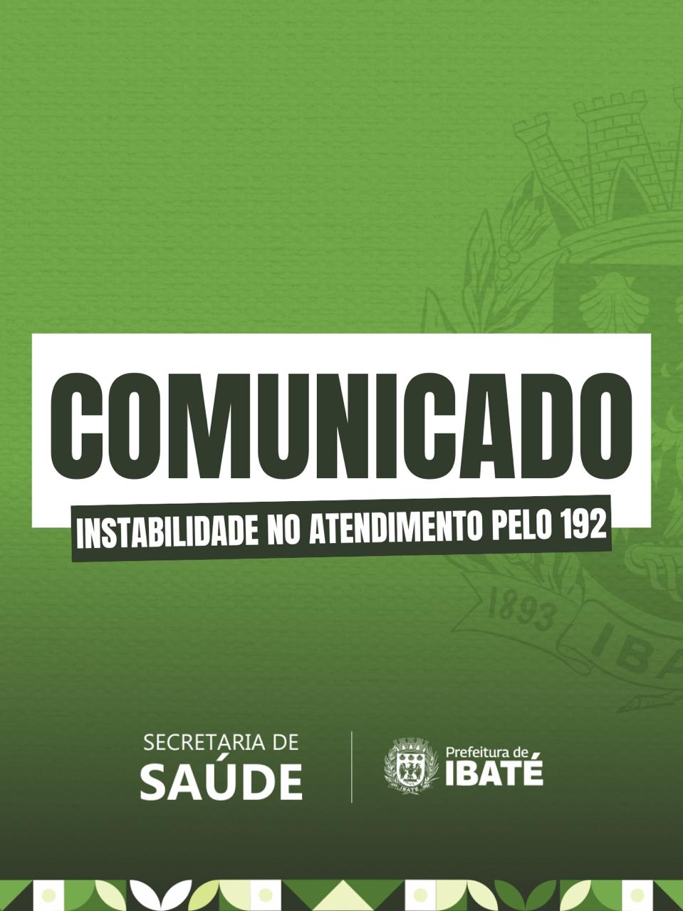 Prefeitura de Ibaté informa instabilidade no número 192 e disponibiliza contato alternativo
