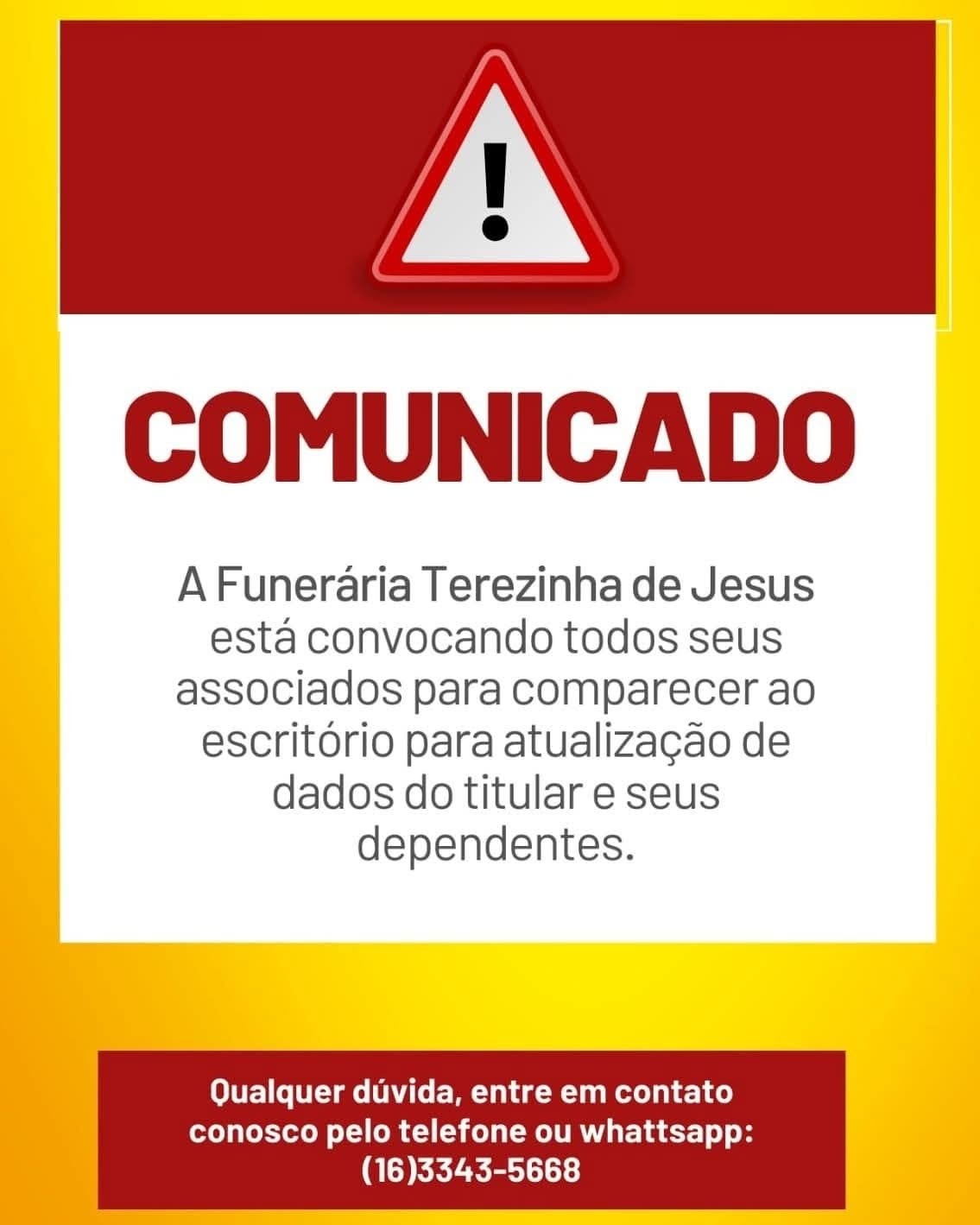 📌 Atualização de Cadastro – Funerária Terezinha de Jesus