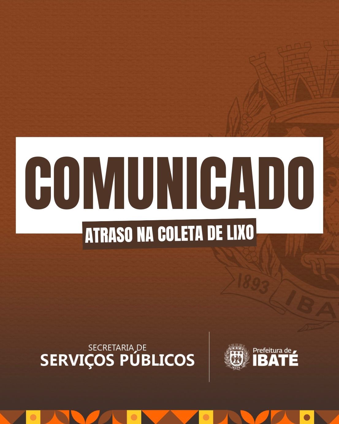 Prefeitura de Ibaté informa atraso temporário na coleta de lixo devido a manutenção emergencial em caminhão