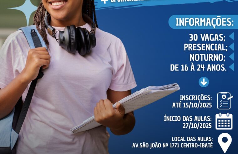 Prefeitura de Ibaté abre inscrições para curso gratuito de Inglês voltado a jovens, em parceria com o programa Qualifica SP
