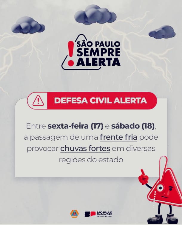 🚨 Defesa Civil emite alerta para temporais em São Paulo 🚨