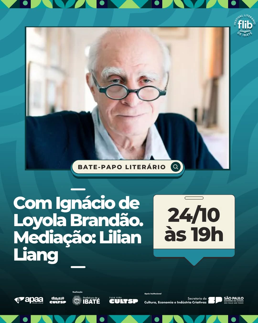 Feira Literária de Ibaté recebe o consagrado escritor Ignácio de Loyola Brandão nesta sexta-feira