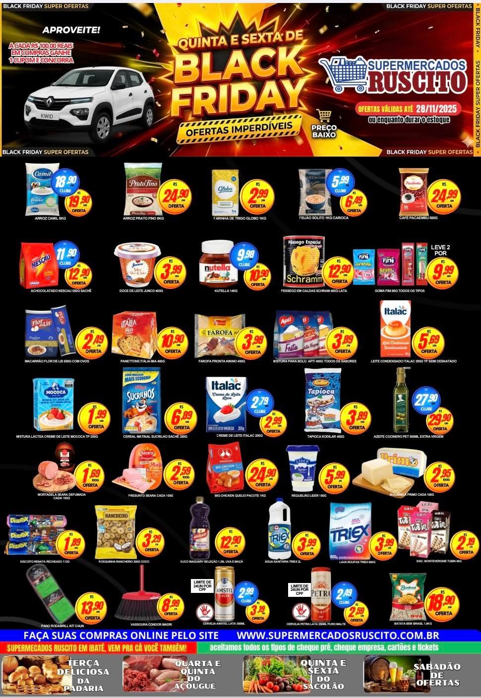 A Black Friday dos Supermercados Ruscito já começou com ofertas imperdíveis!Somente nesta quinta e sexta-feira, você encontra promoções especiais nas três lojas de Ibaté. E tem mais!