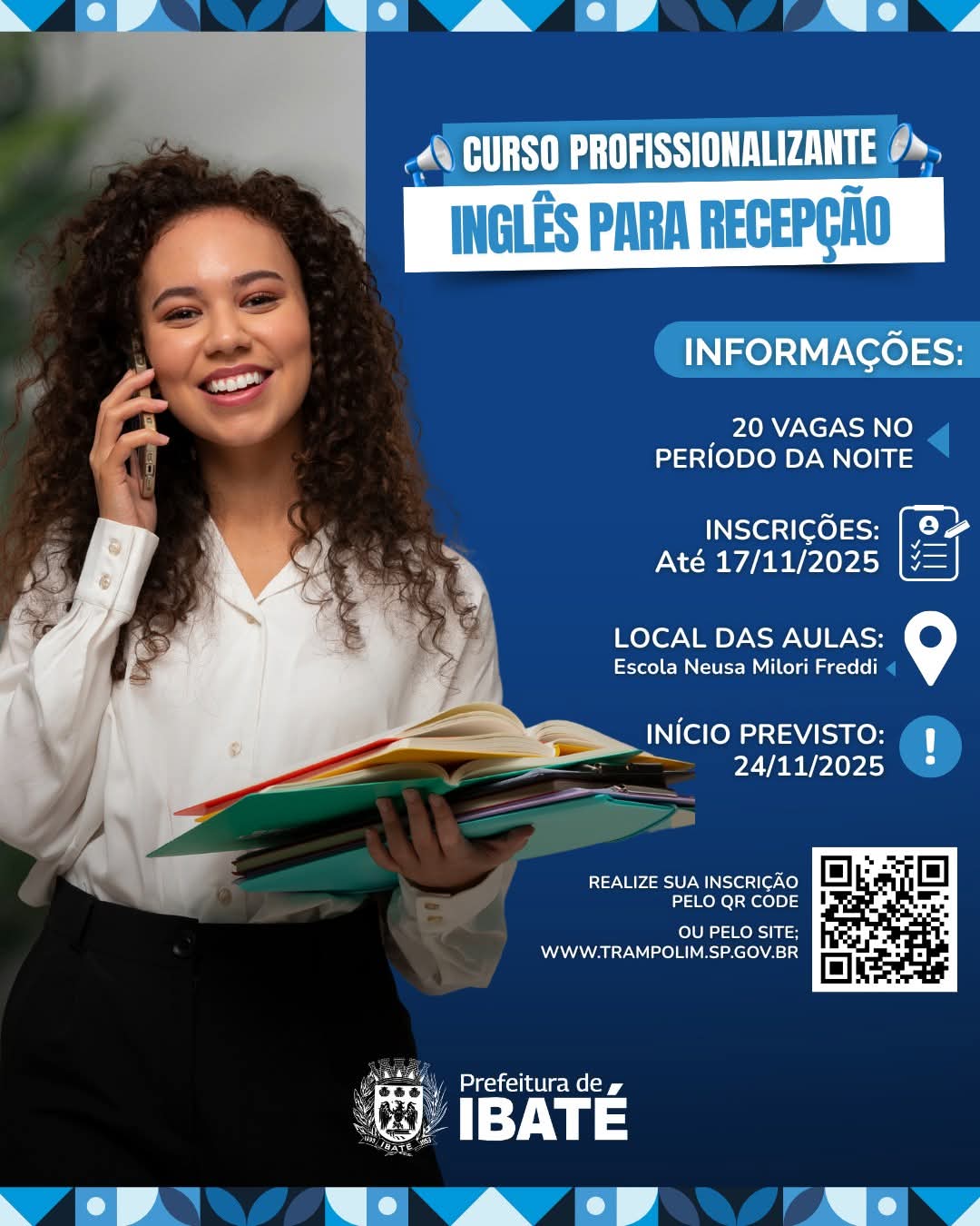 Cursos profissionalizantes gratuitos estão com inscrições abertas em Ibaté com apoio da Prefeitura