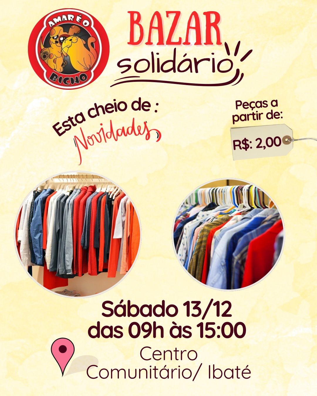 🐶🐱 O Bazar Solidário “Amar é o Bicho” está chegando!