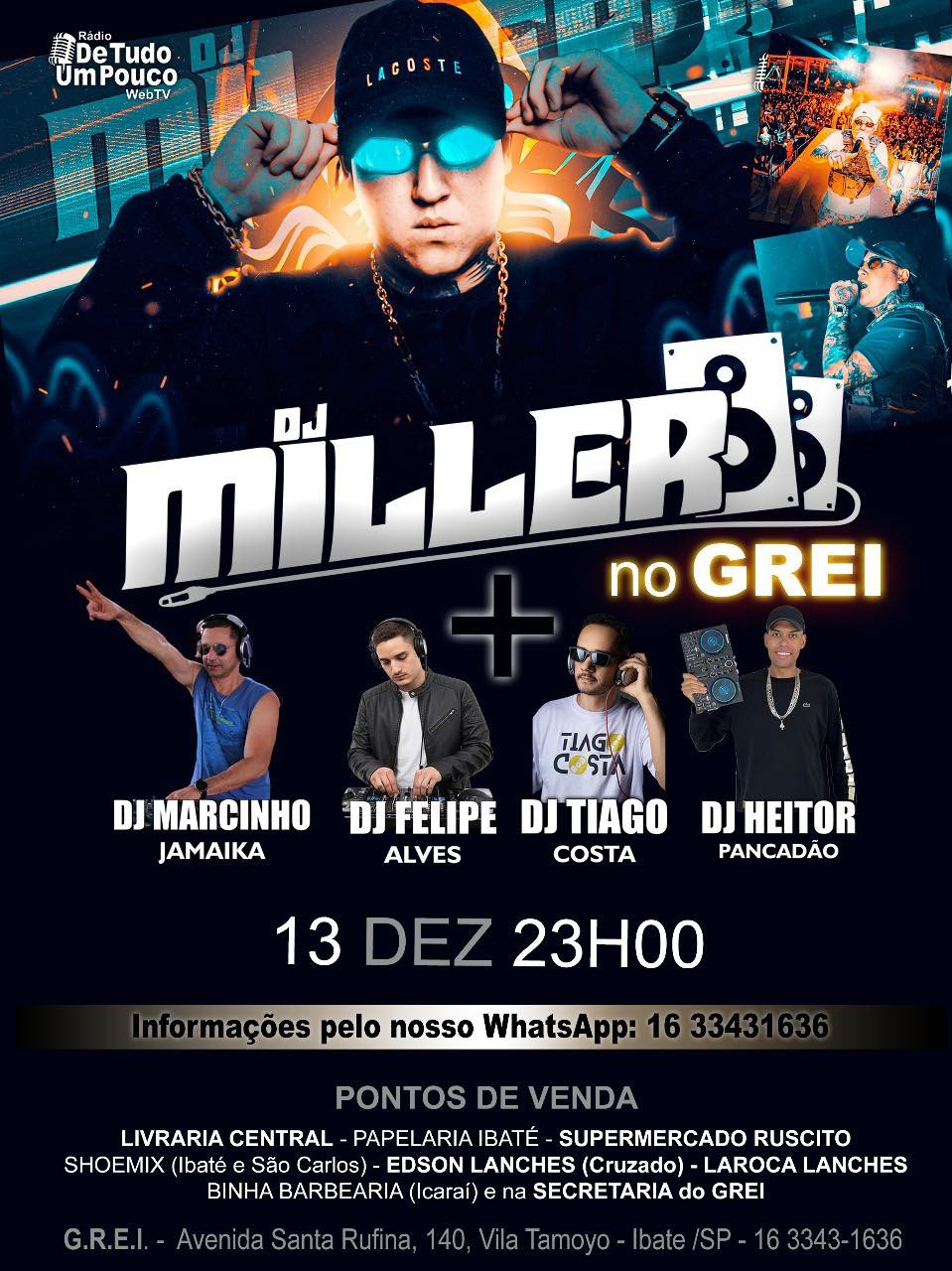 GREI encerra agenda de 2025 com show de DJ Miller neste sábado (13), em Ibaté