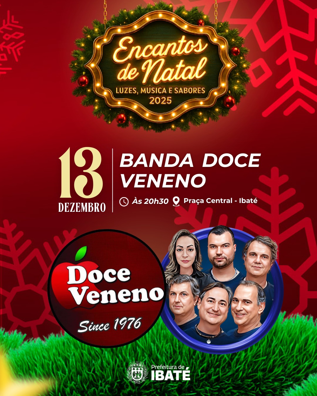 Bandas Doce Veneno e Geração 90 animam o Encantos de Natal de Ibaté neste final de semana