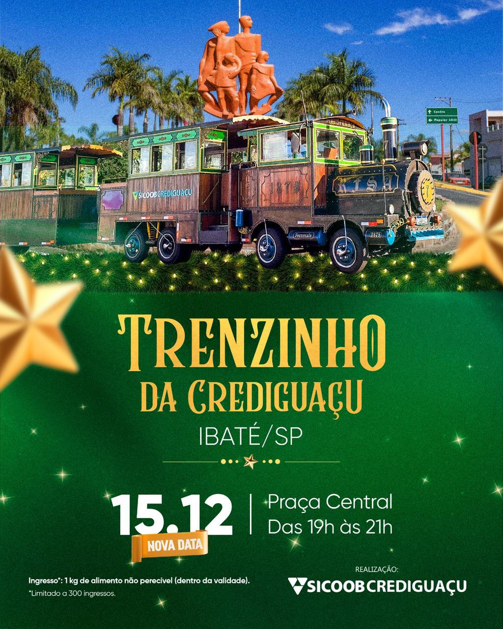 Trenzinho da Crediguaçu chega a Ibaté com noite especial de encanto natalino