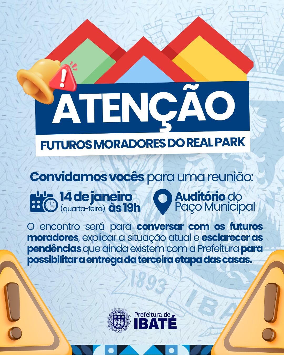 Prefeitura de Ibaté convoca futuros moradores do Residencial Real Park para reunião de esclarecimentos