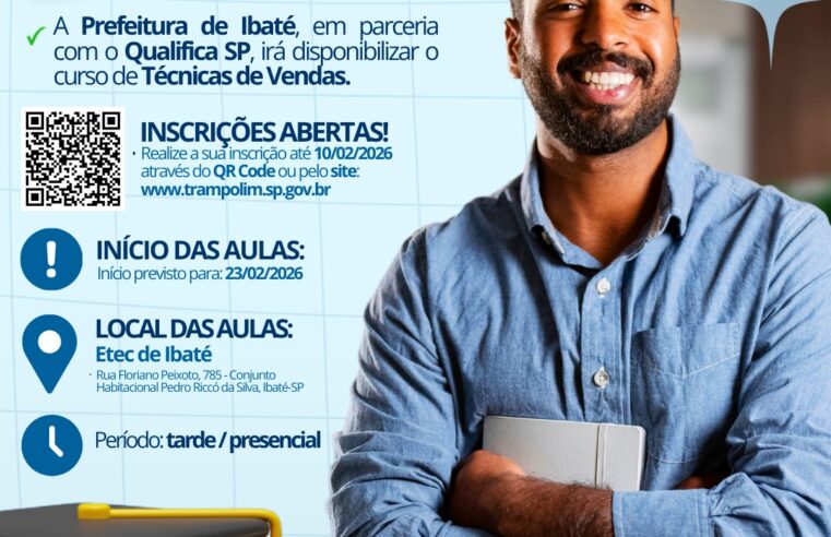 Prefeitura de Ibaté abre inscrições para Curso Profissionalizante de Técnicas de Vendas