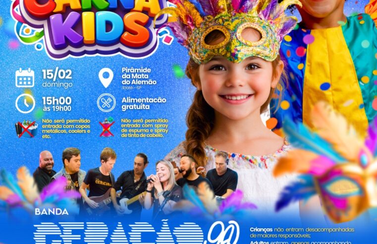 CarnaKids promete tarde de muita alegria para as crianças em Ibaté