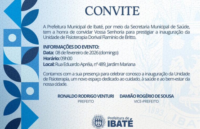 Prefeitura de Ibaté inaugura nova Unidade de Fisioterapia neste domingo