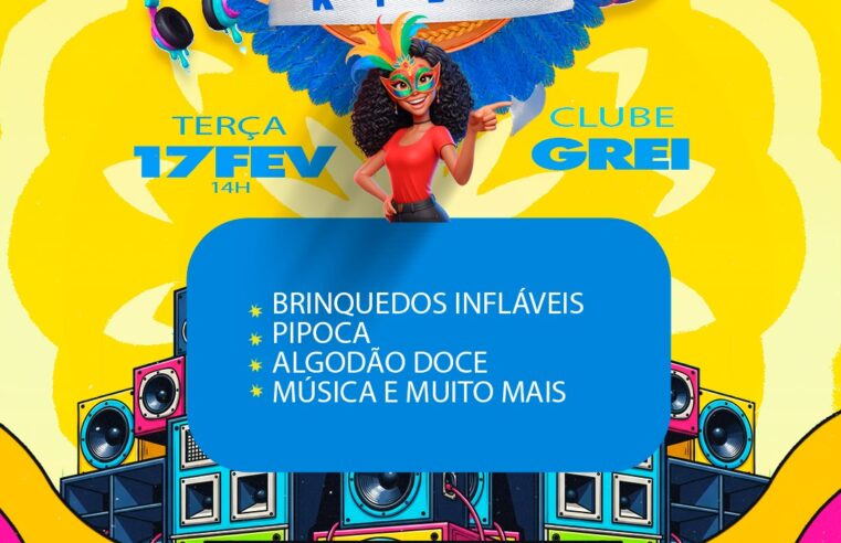 🎭🎉 GREI realiza Folia Kids com brinquedos infláveis para associados na terça-feira (17)