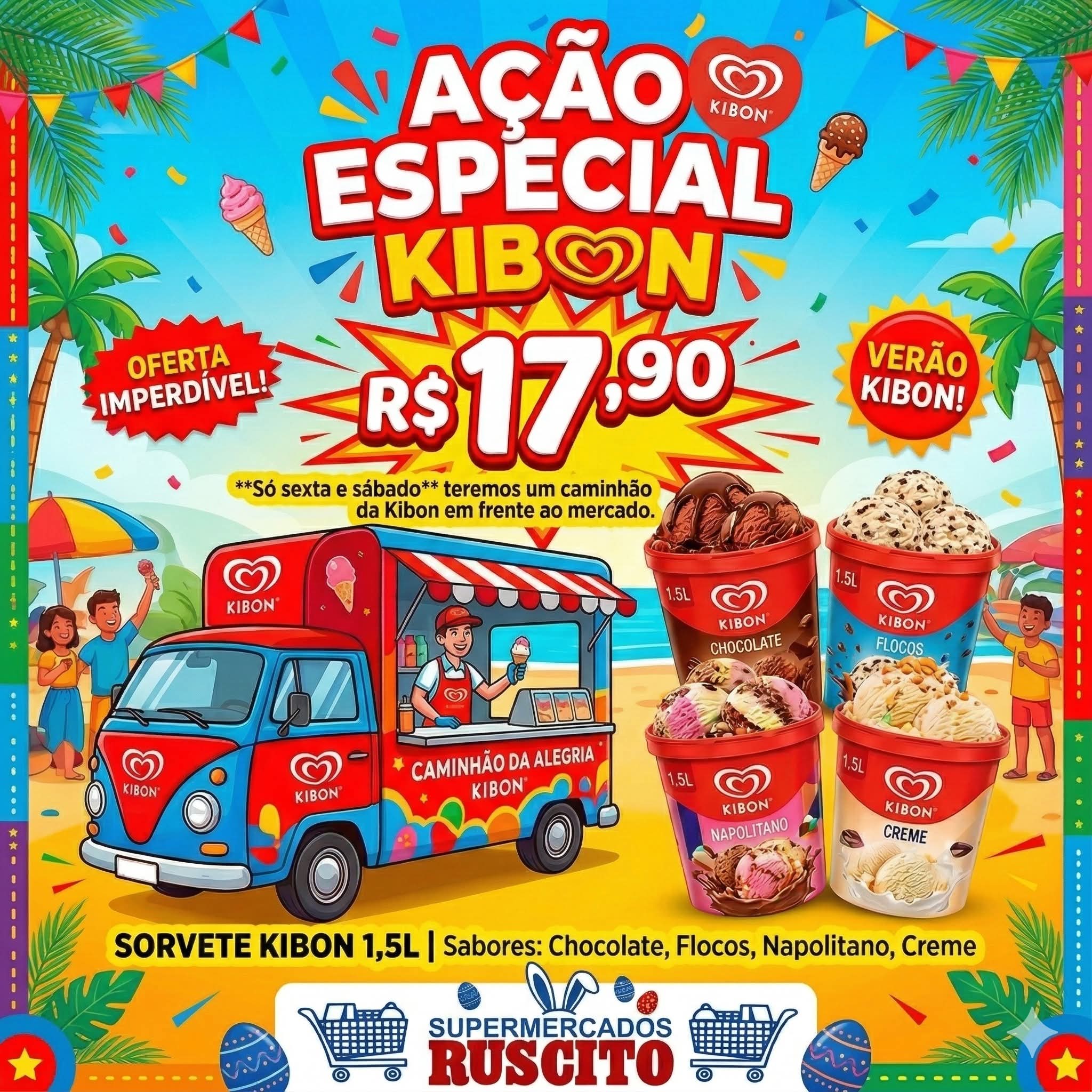 O Supermercados Ruscito preparou uma ação especial para os clientes neste fim de semana. 🍦🎉