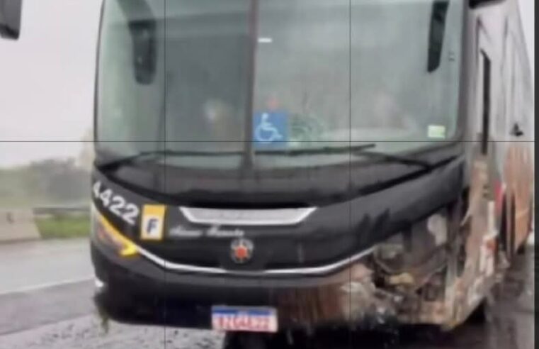 Ônibus com cantor Latino e equipe perde controle na Rodovia Washington Luís, em Matão