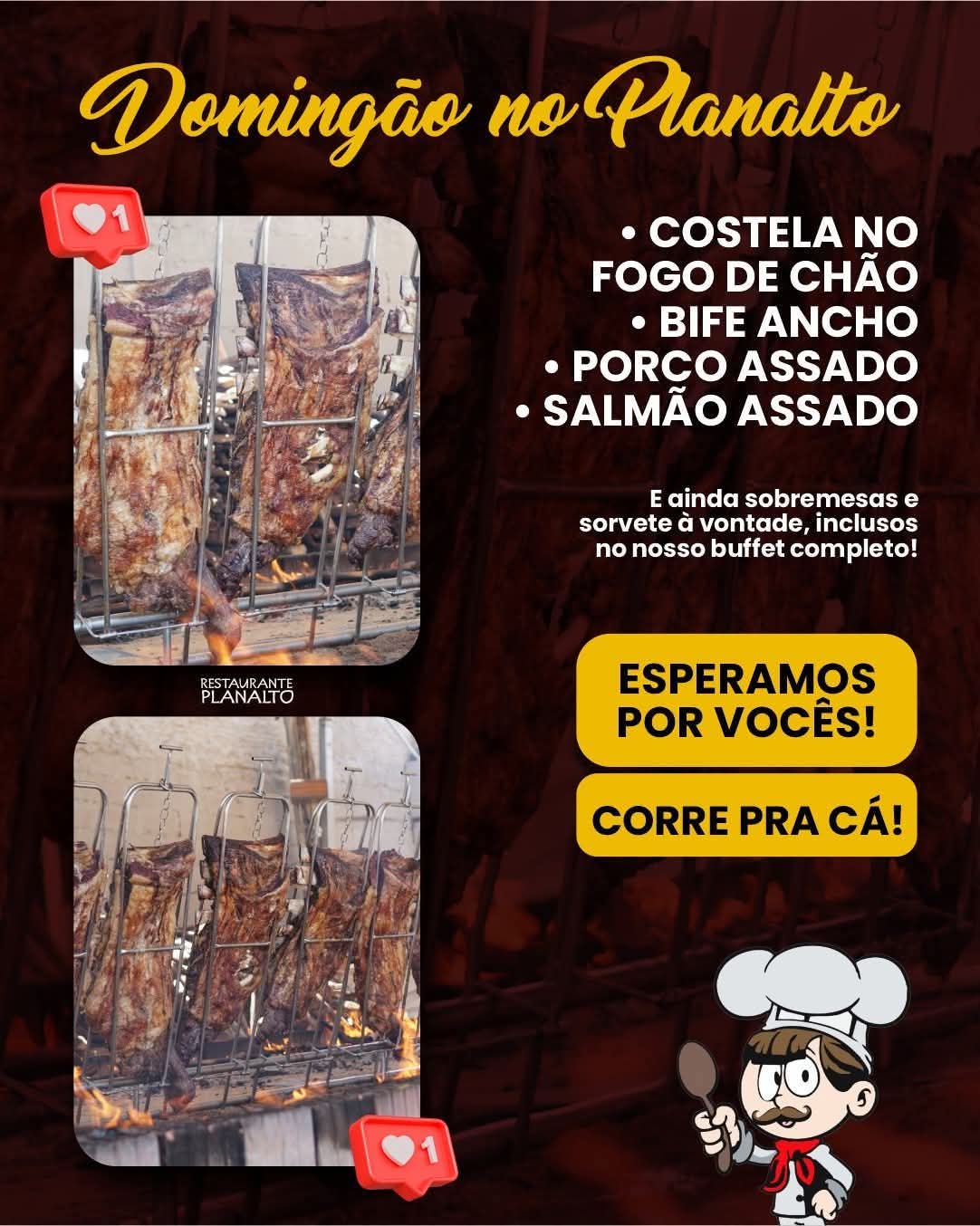 🔥🍽️ Nesse domingão tem almoço completo esperando por você no Restaurante Planalto.