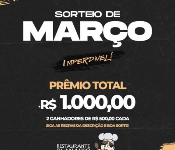 O Restaurante Planalto elevou o nível da promoção e agora vai sortear R$ 1.000,00 em prêmios no PIX para os clientes!