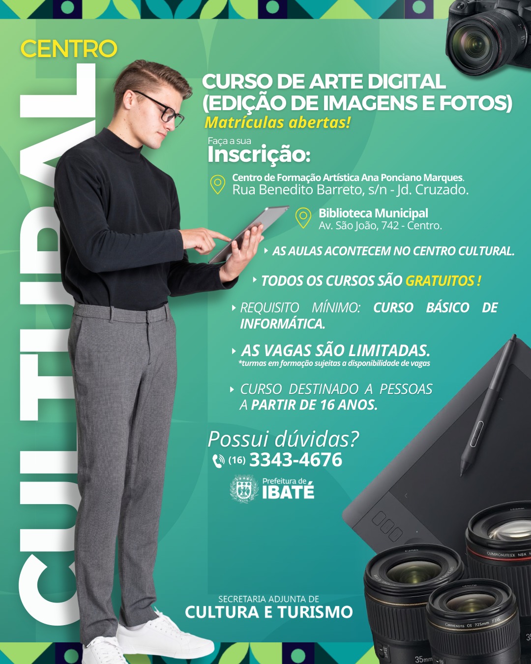 📌 Centro Cultural de Ibaté tem últimas vagas para curso gratuito de arte digital