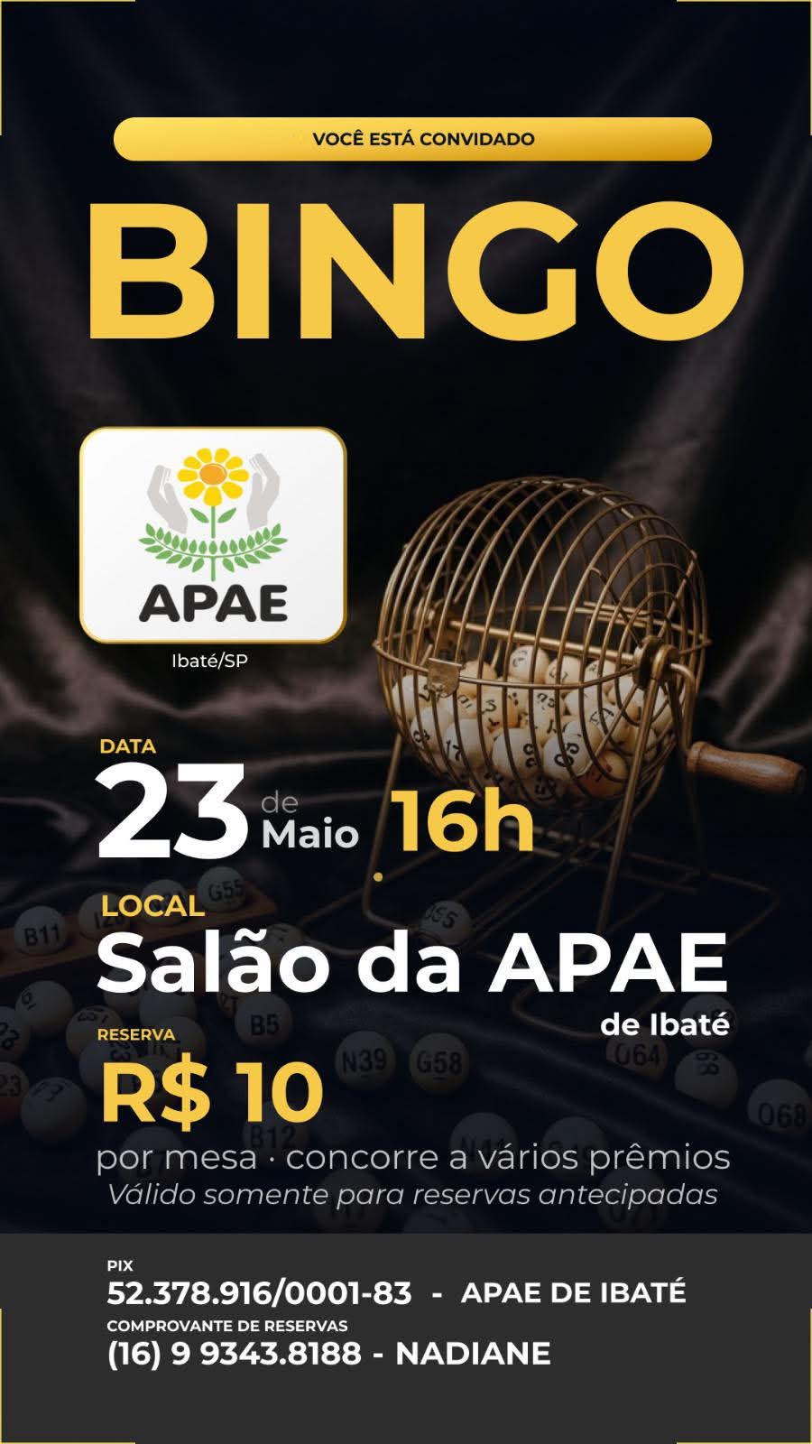 🎉 A APAE de Ibaté convida toda a população para uma tarde especial de diversão e solidariedade! 🎉