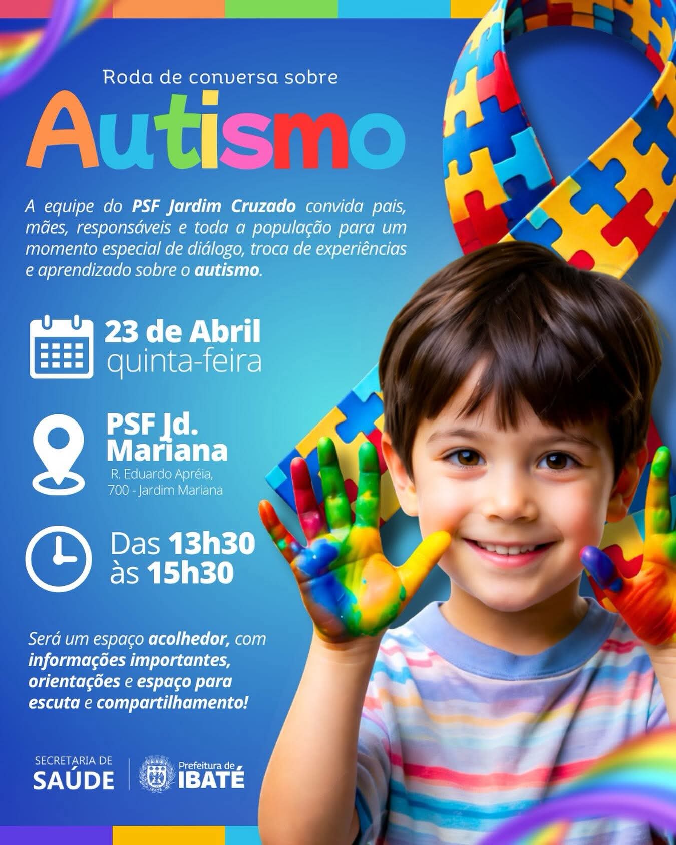 📌 Roda de conversa sobre autismo acontece nesta quinta-feira em Ibaté