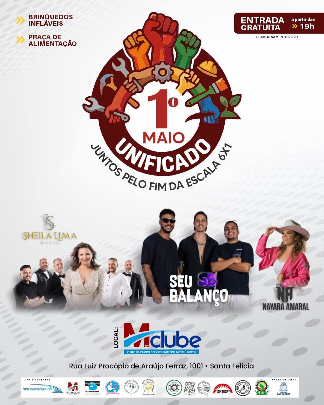 📌 Festa do Trabalhador terá shows e atrações gratuitas em São Carlos