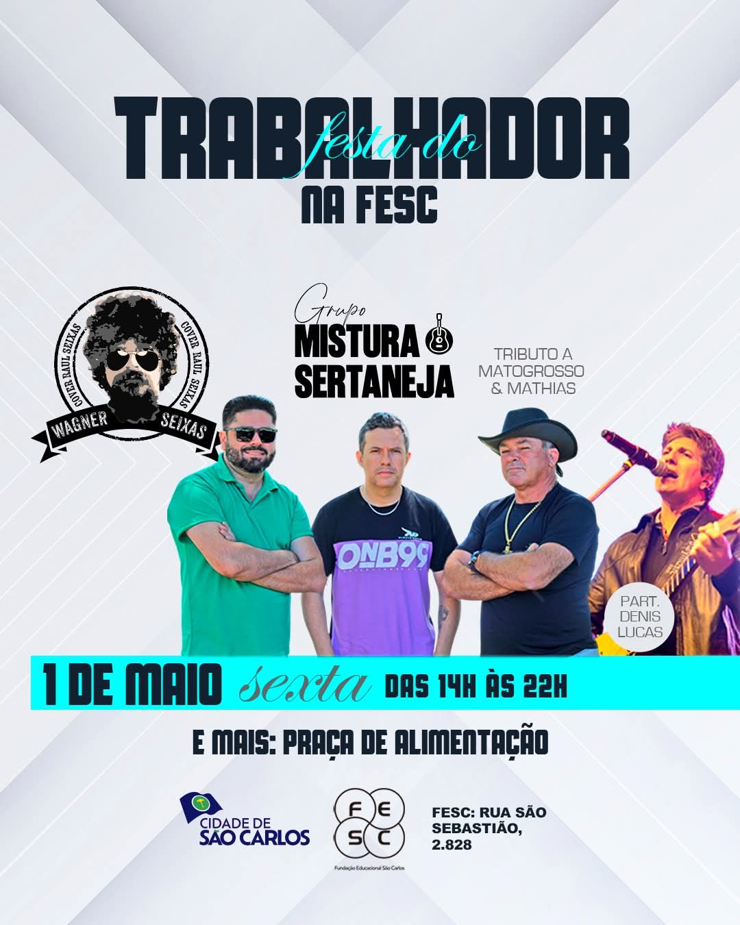 📌 Festa do Trabalhador na FESC terá dois dias de shows gratuitos em São Carlos