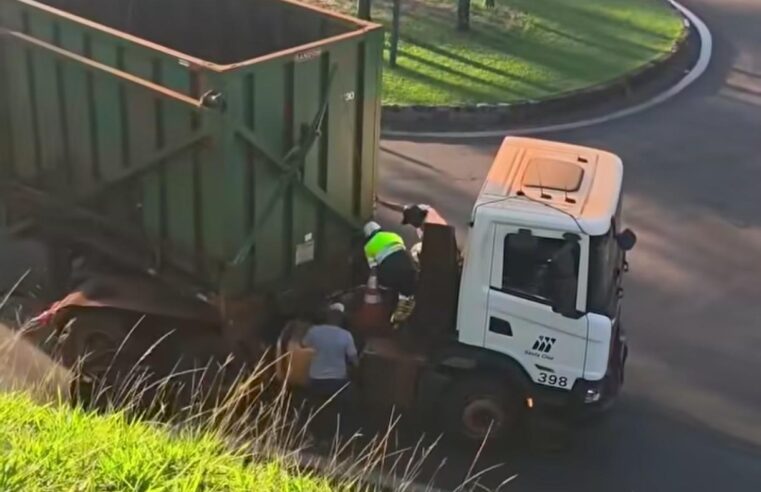 🚨 Caminhão quebra e interdita acesso à rodovia Washington Luís