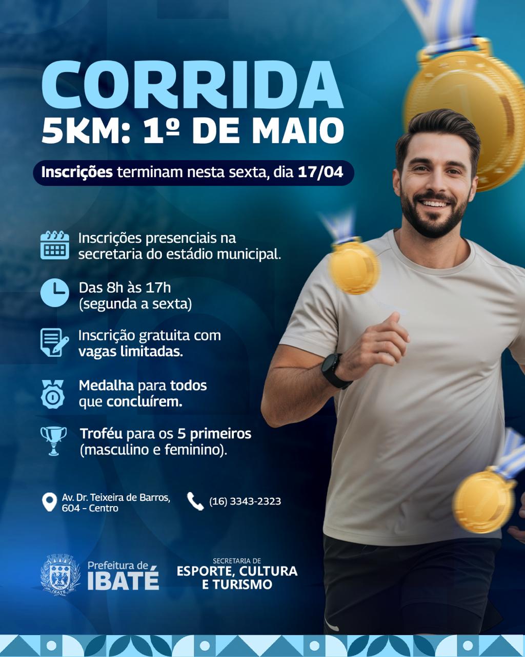 📌 Últimos dias: inscrições para Corrida de 1º de Maio em Ibaté terminam nesta sexta-feira