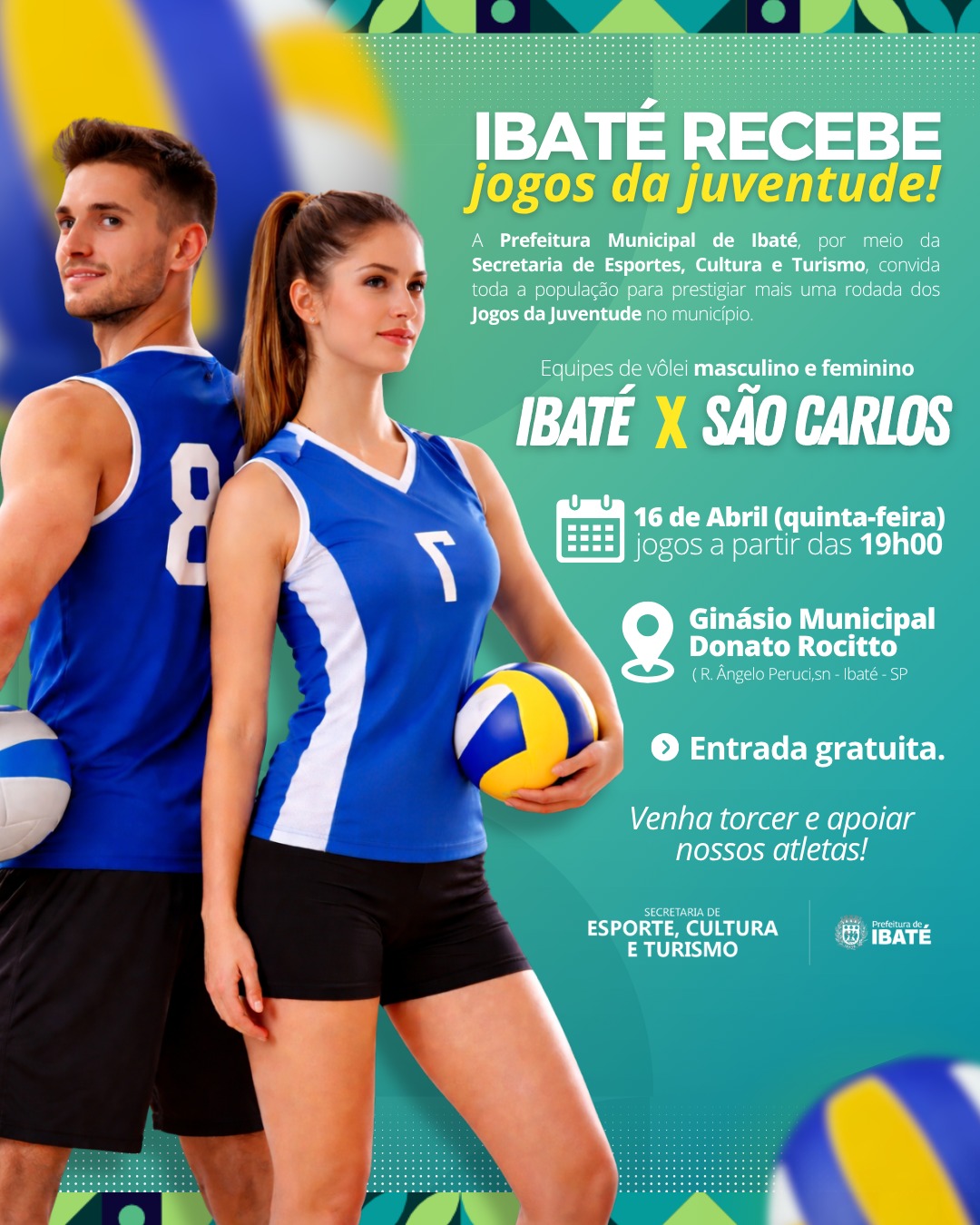 🏐 Ibaté recebe Jogos da Juventude no Ginásio Municipal nesta quinta-feira