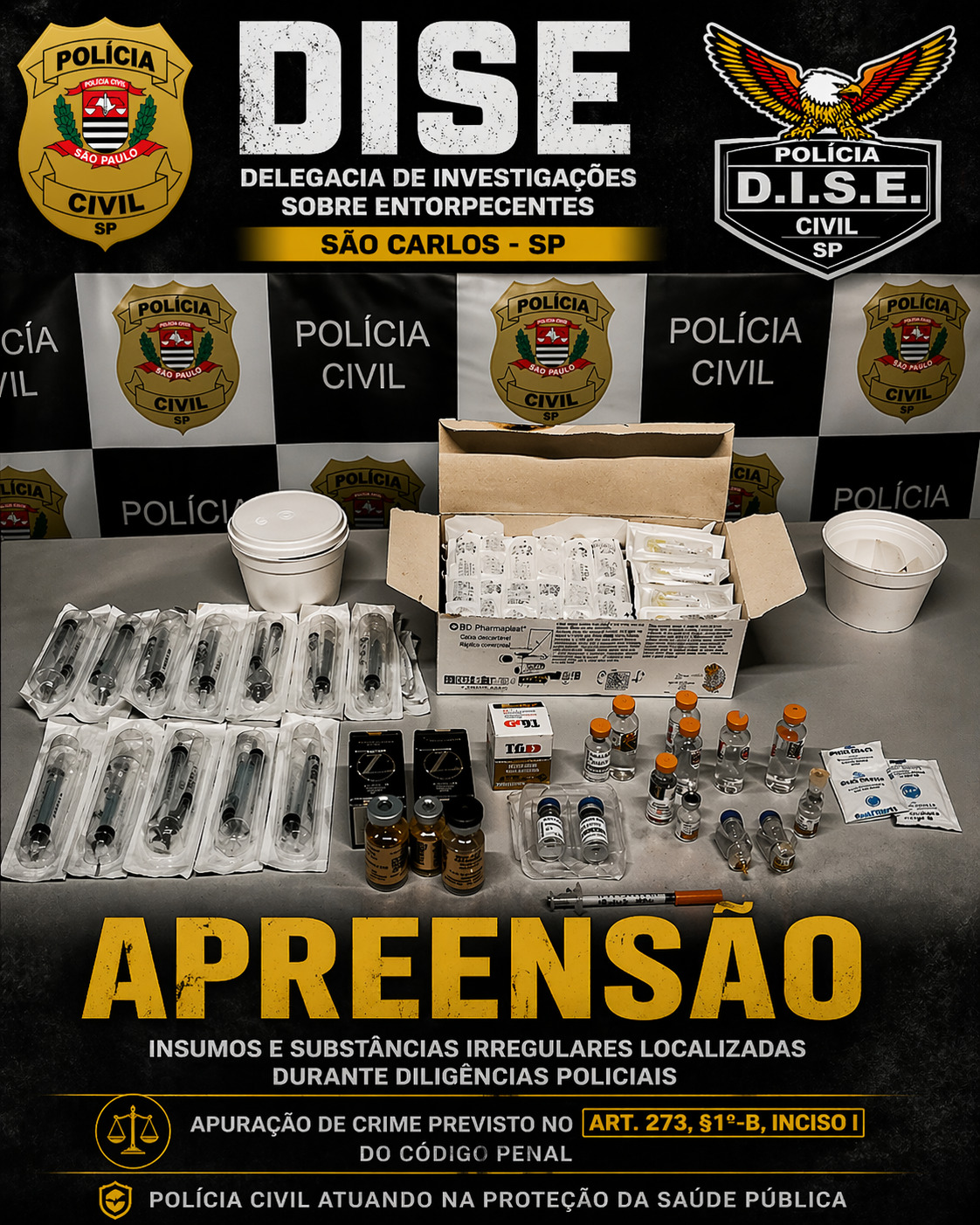 🚨Polícia Civil prende mulher por comercialização irregular de substâncias injetáveis em São Carlos