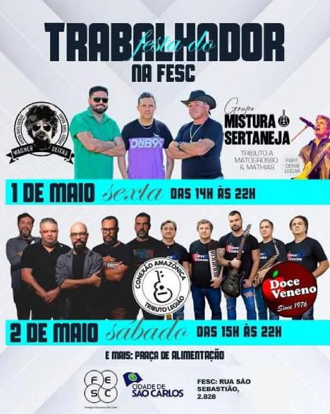 🎉🔥 Vem aí a Festa do Trabalhador na FESC em São Carlos! 🔥🎉