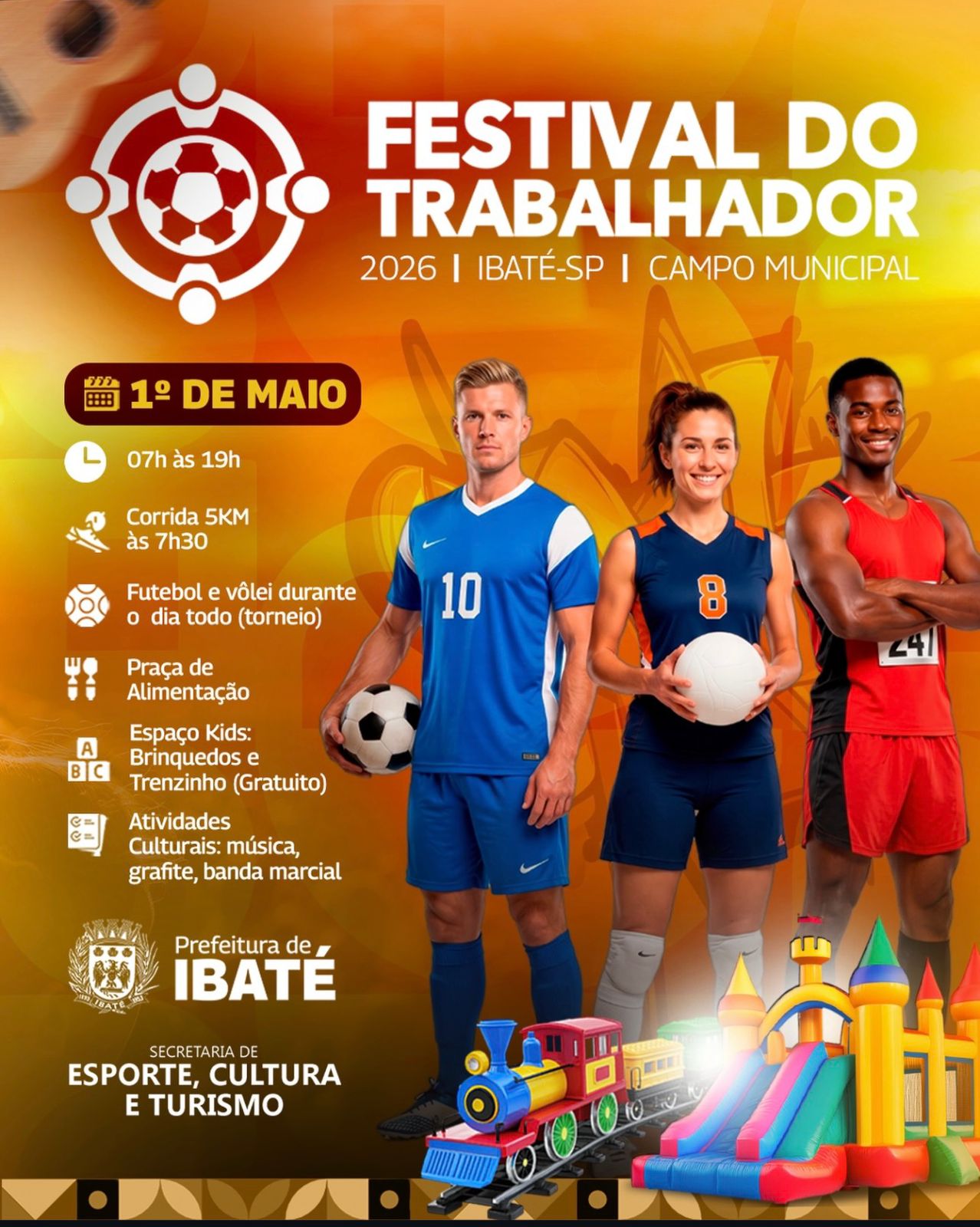 📌 Festival do Trabalhador promete dia inteiro de esporte, cultura e diversão em Ibaté