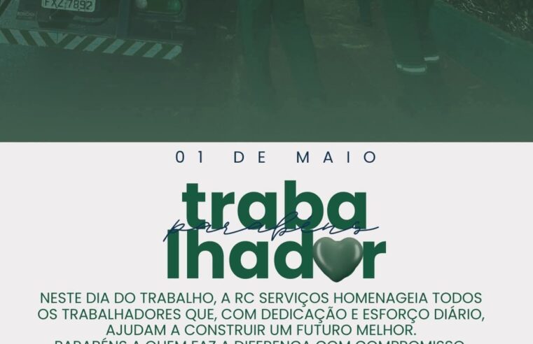 Neste Dia do Trabalho, a RC Serviços homenageia todos os trabalhadores que, com dedicação e esforço diário, ajudam a construir um futuro melhor.Parabéns a quem faz a diferença com compromisso, responsabilidade e determinação. Feliz Dia do Trabalho!RC Serviços