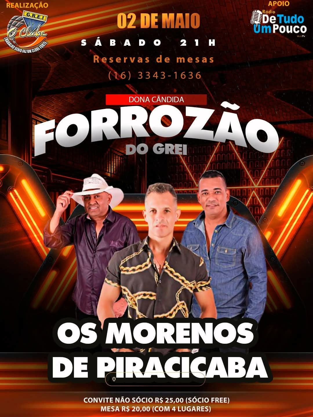 O Forrozão do Grei, realizado no último dia 02 de maio, foi um verdadeiro sucesso e marcou a noite com muita alegria, música boa e união entre as famílias.